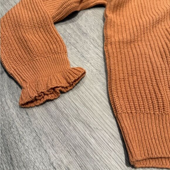 Lulus Burnt Orange Off-the-Shoulder Ruffled Neck Sweater - Picture 4 of 6